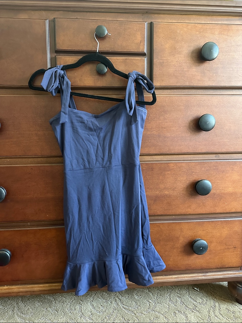 Susana Monaco Navy Sleeveless Mini Dress with Tie Shoulders